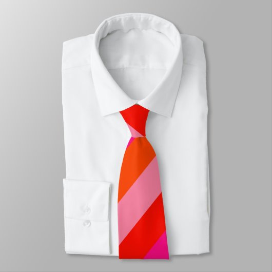 Cravate à rayures roses chaudes et orange brillant (Attaché)