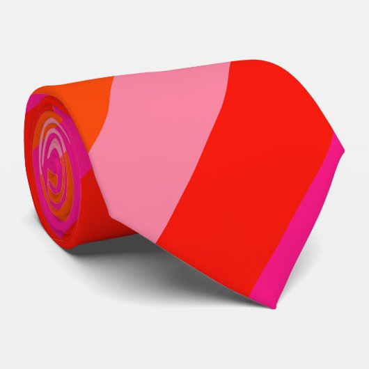 Cravate à rayures roses chaudes et orange brillant (Roulé)