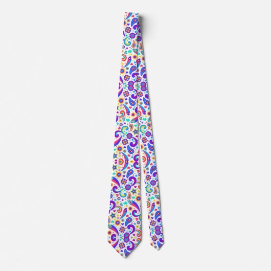 Cravate A tie with a vibrant, colorful paisley pattern (Devant)