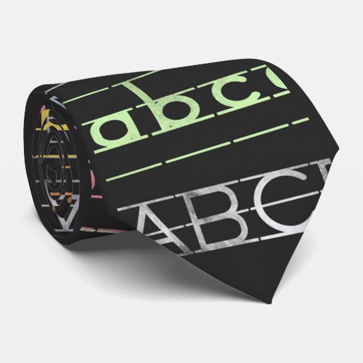 Cravate ABC Alphabet Motif Design Hommes (Roulé)