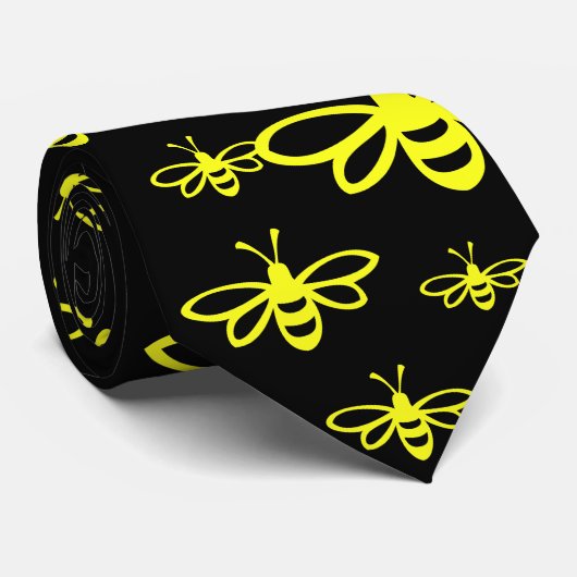 Cravate Abeille [citron] (Roulé)