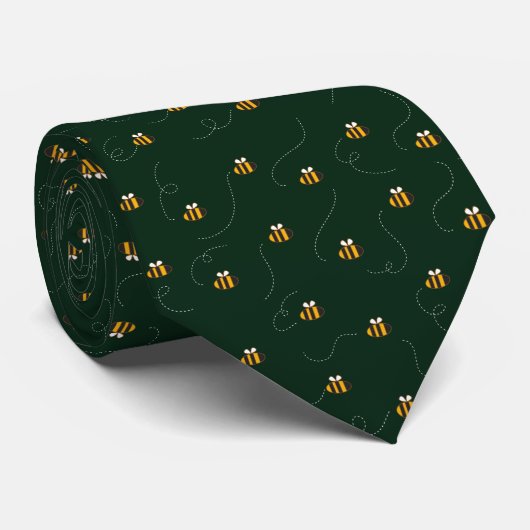 Cravate Abeille jaune vert moderne Motif sans couture (Roulé)