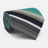 Cravate Abstract #1: Teal and grey (Roulé)