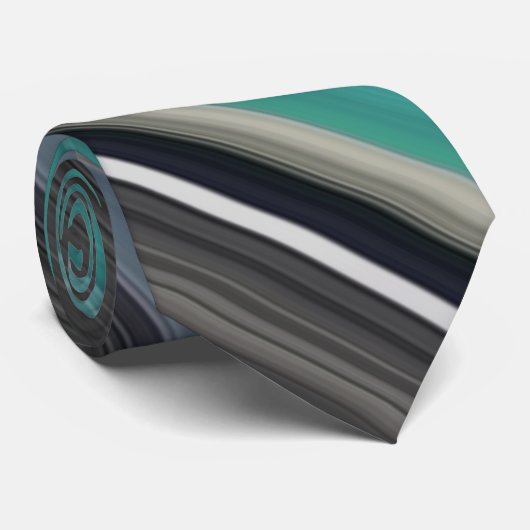 Cravate Abstract #1: Teal and grey (Roulé)