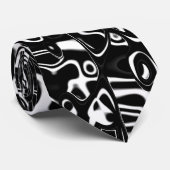 Cravate Abstract 210819 - 02 - Black and White (Roulé)