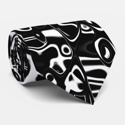 Cravate Abstract 210819 - 02 - Black and White (Roulé)