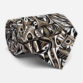 Cravate Abstract Artistic African Ethnic Brown Pattern
