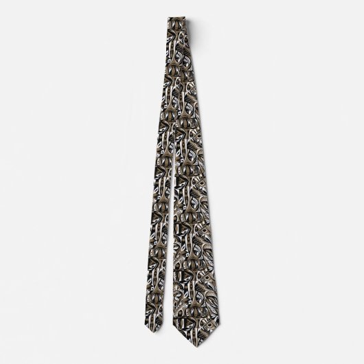 Cravate Abstract Artistic African Ethnic Brown Pattern (Dos)
