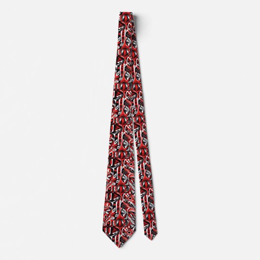 Cravate Abstract Artistic African Ethnic Red White Pattern (Devant)