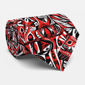 Cravate Abstract Artistic African Ethnic Red White Pattern (Roulé)