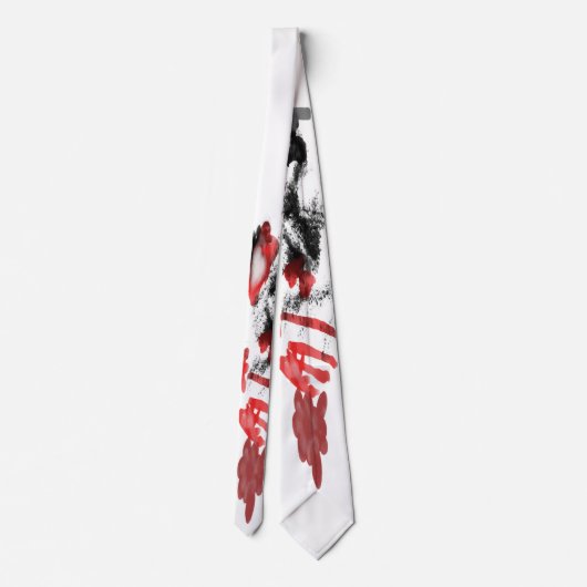 Cravate Abstract Black White Gray And Red Doodle Art Tie (Dos)