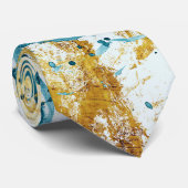 Cravate Abstract Blue and Gold Textures (Roulé)