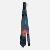 Cravate Abstract blue grey galactic geometric circles (Devant)