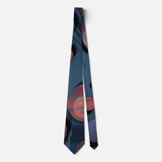 Cravate Abstract blue grey galactic geometric circles (Devant)