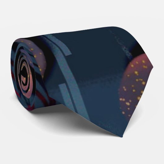 Cravate Abstract blue grey galactic geometric circles (Roulé)