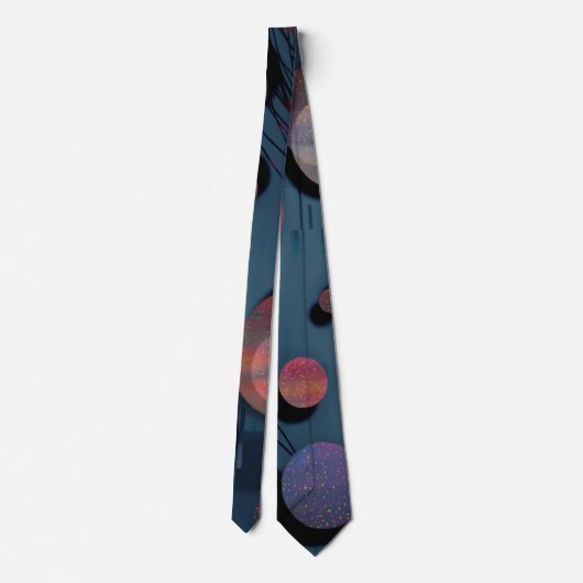 Cravate Abstract blue grey galactic geometric circles (Dos)