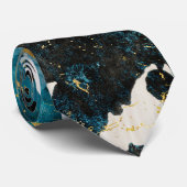 Cravate Abstract blue navy and gold textures (Roulé)