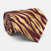 Cravate Abstract Burgundy Gold Wavy Stripe Men's Tie (Roulé)