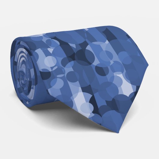 Cravate Abstract Dots and Stripes Blue Two-Sided (Roulé)