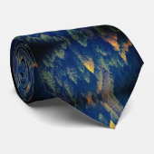 Cravate Abstract Elegant Blue Yellow Mountain Fir Trees (Roulé)