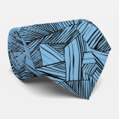 Cravate Abstract Geometric Black & Blue Custom Necktie (Roulé)