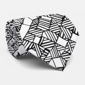 Cravate Abstract Geometric Black & White Custom Necktie (Roulé)