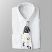 Cravate Abstract golden and blue foliage (Attaché)
