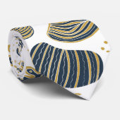 Cravate Abstract golden and blue foliage (Roulé)