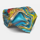 Cravate abstract marble swirls yellow teal turquoise blue (Roulé)