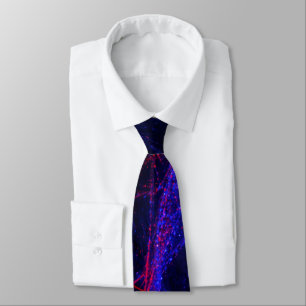 Cravate Abstract Paint Splashes Red Blue on Black Neck Tie