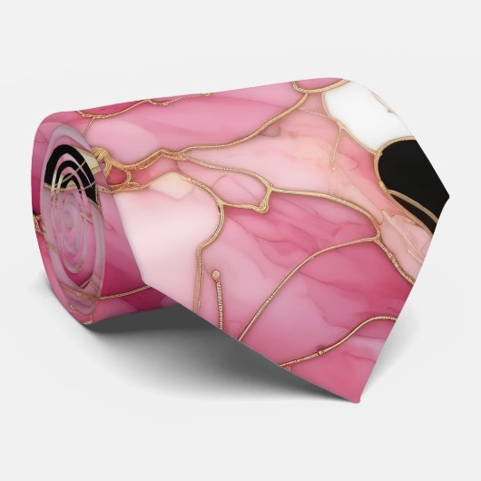 Cravate Abstract Pink And Black Alcohol Ink Art (Roulé)
