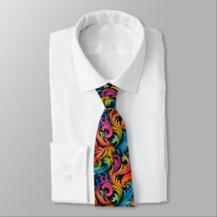 Cravate Abstract Rainbow Leaf Pattern
