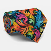 Cravate Abstract Rainbow Leaf Pattern (Roulé)