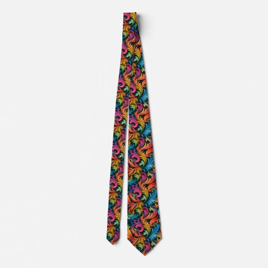 Cravate Abstract Rainbow Leaf Pattern (Dos)