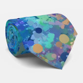 Cravate Abstraction aquarelle bleue sarcelle violette (Roulé)