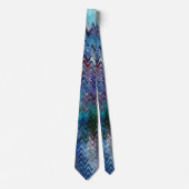 Cravate Abstraction Marbrure Bleu Violet Turquoise Blanc (Devant)