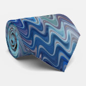 Cravate Abstraction Marbrure Bleu Violet Turquoise Blanc (Roulé)