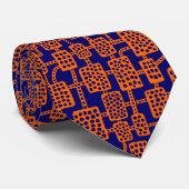 Cravate Abstrait 041113 - Orange sur Deep Navy (Roulé)