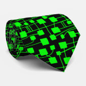 Cravate Abstrait 111211 - Vert sur noir (Roulé)