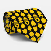 Cravate Abstrait 140823 - Ambre sur noir (Roulé)