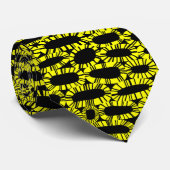 Cravate Abstrait 250923 - Jaune sur Noir (Roulé)