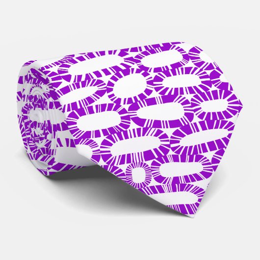 Cravate Abstrait 250923 - Violet sur blanc (Roulé)