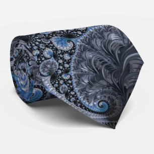 Cravate Abstrait bleu et noir complexe fractal