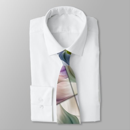 Cravate Abstrait de fleur fractale Pastel (Attaché)