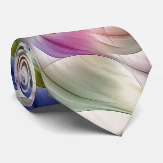 Cravate Abstrait de fleur fractale Pastel (Roulé)