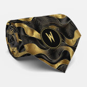 Cravate Abstrait de ruban or et noir (Roulé)
