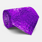 Cravate abstrait feuille métallisée violette (Roulé)