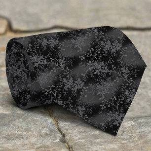 Cravate Abstrait Feuilles noirs blancs Répéter le Motif de