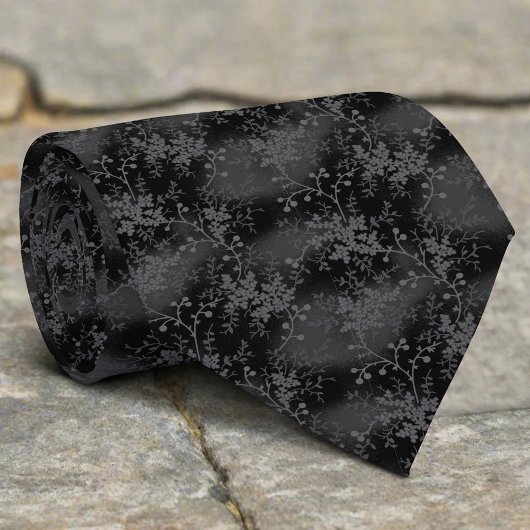 Cravate Abstrait Feuilles noirs blancs Répéter le Motif de