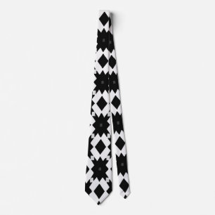 Cravate Abstrait géométrique diamant noir et blanc moderne